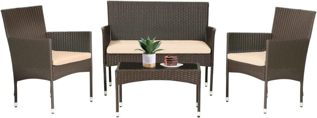 FDW Wicker Furniture Set 4-Piece